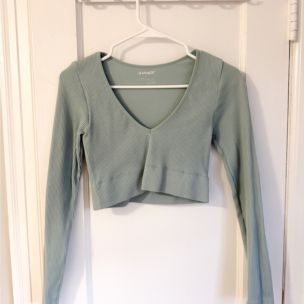 Garage Women's Ribbed Crop Top - Sage Green